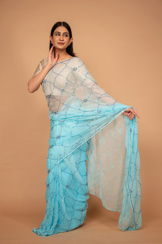 Viscose Chiffon Siquin Work Saree