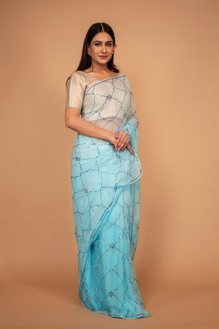 Viscose Chiffon Siquin Work Saree