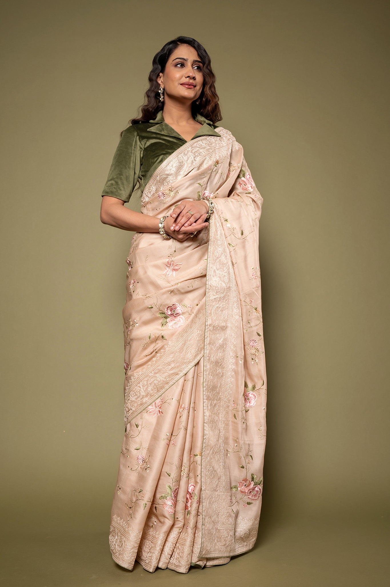 Viscose Organza Resham Work Saree