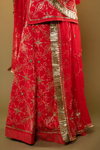 Satin Silk Surkh Laal Rajputi Poshak