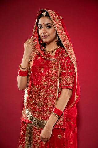 Zardozi work Bridal Rajputi Poshak