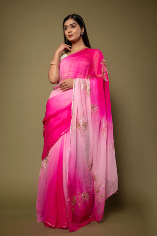 Viscose Chiffon Aari Siquin Work Saree