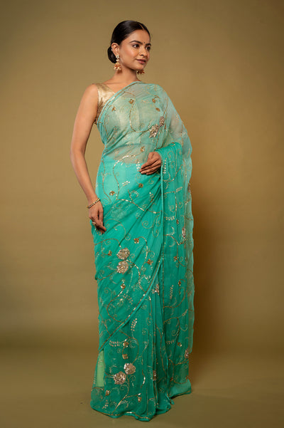 Sage Olive Chiffon Saree