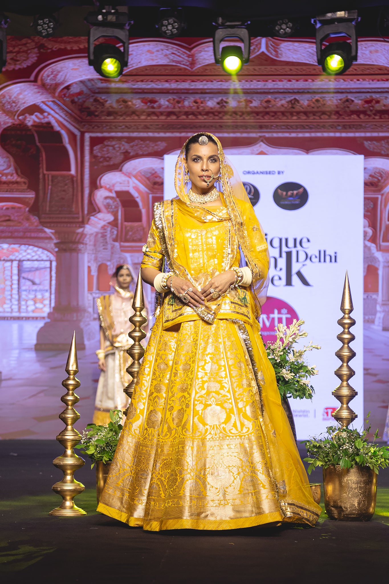 Yellow Banarasi Rajputi Poshak Online - Zari Bridal Dress
