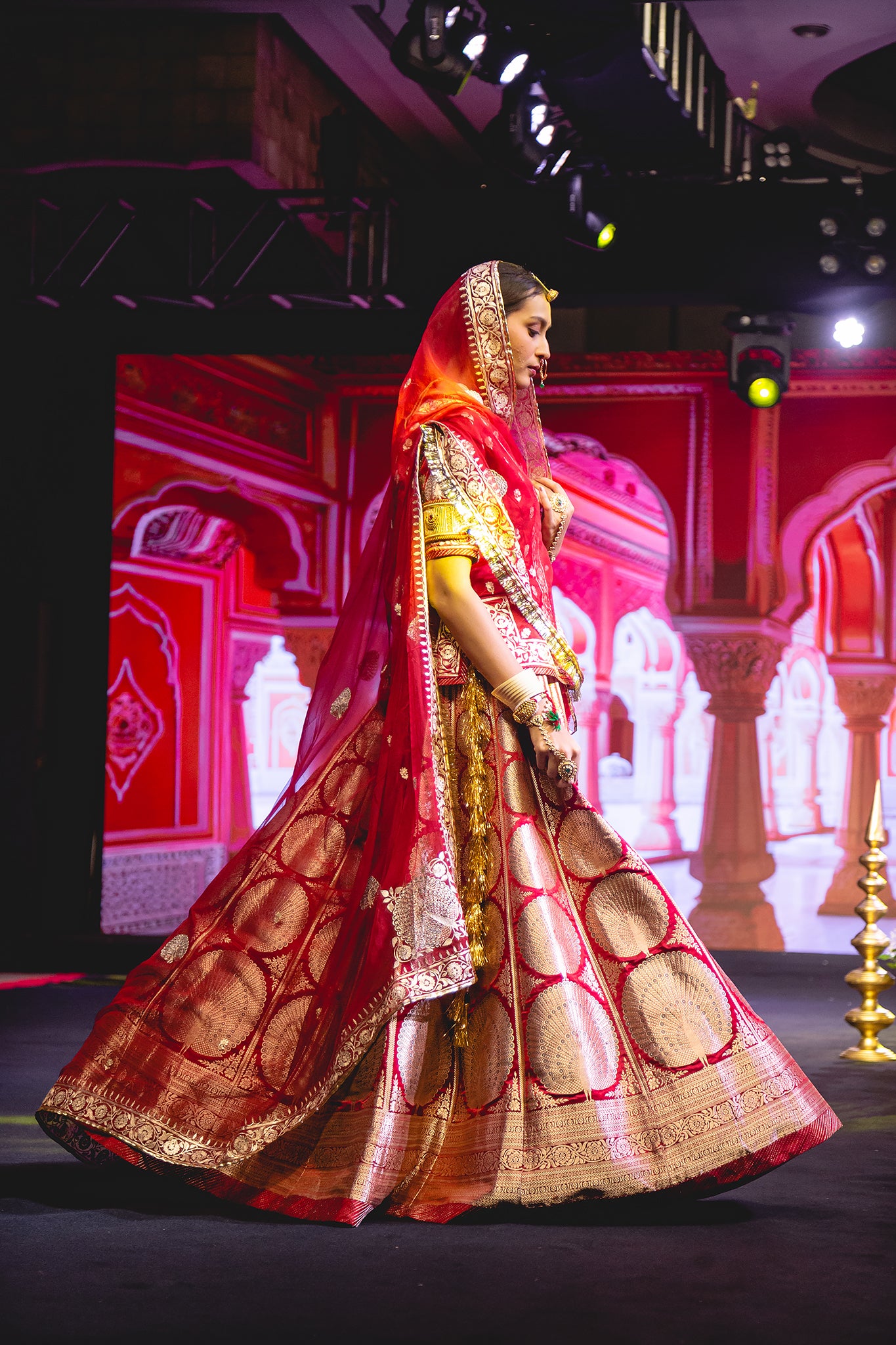 Red Banarsi Zari  Handwoven Saree With Pure Odhana (Unstitched)