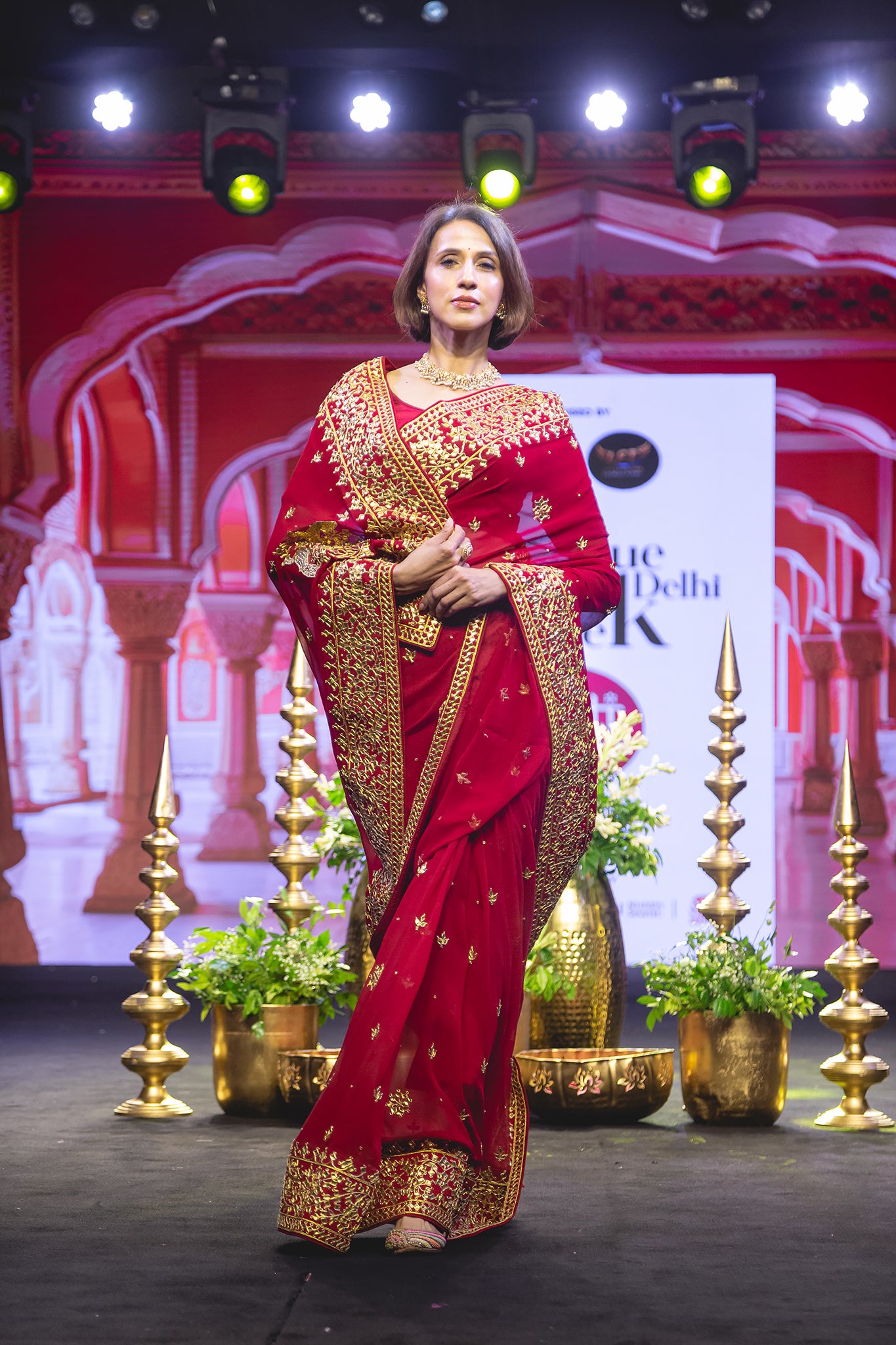 Red Pure Georgette Danka Work Handwork  Saree
