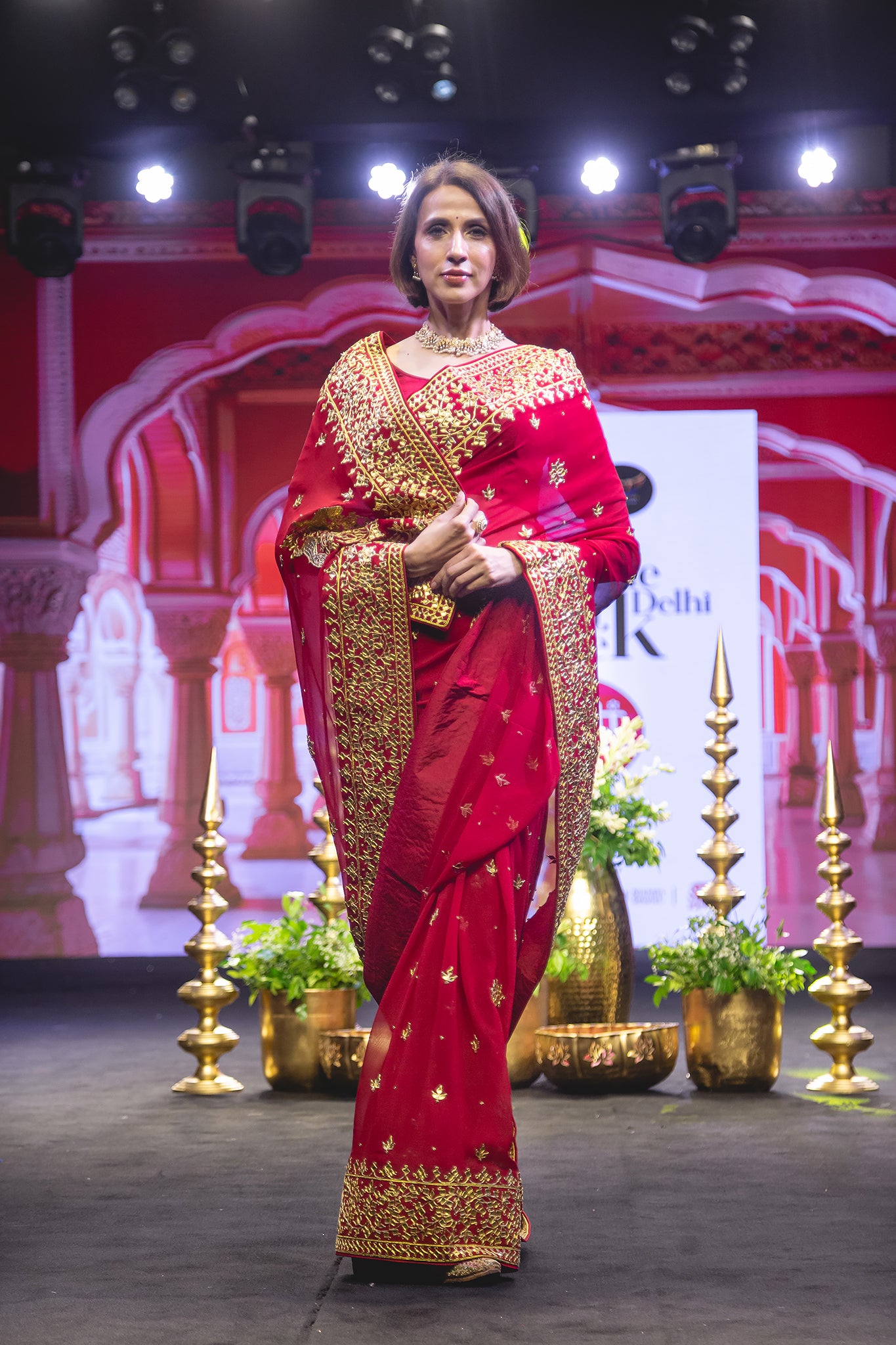 Red Pure Georgette Danka Work Handwork  Saree