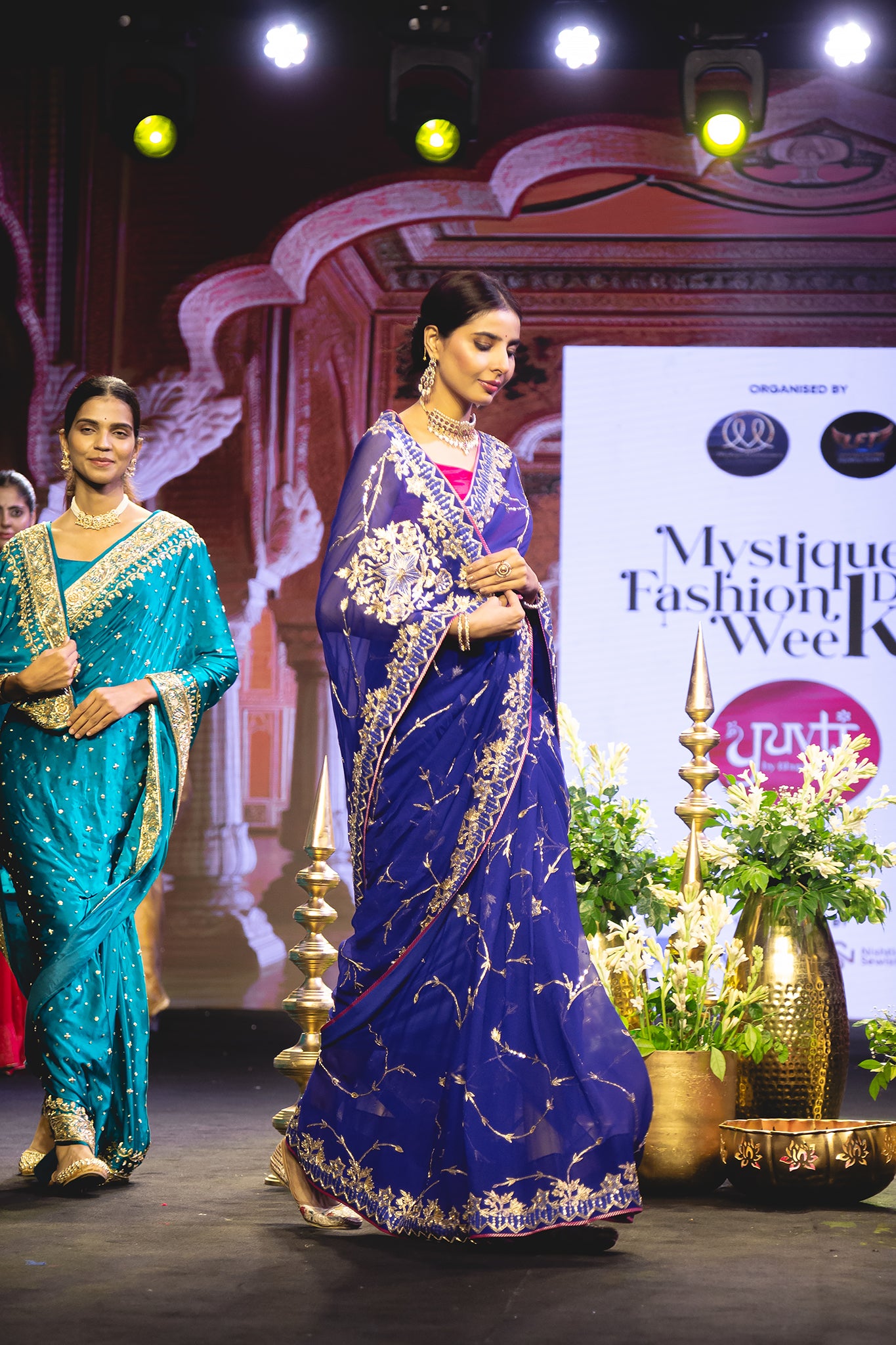 Royal Blue Pure Georgette Salma Zardozi Sequins Handwork  Saree