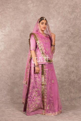 Lavender Bamber Satin Aari Salma work Poshak