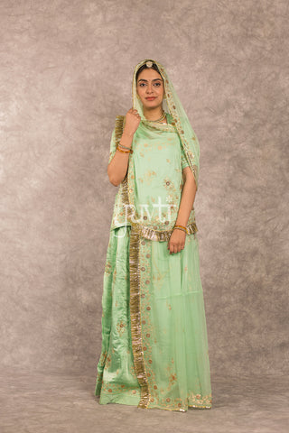 Green Zari sequins work Poshak