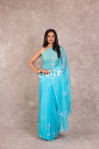 Handpainted Chiffon Saree