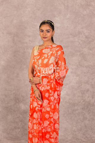 Orange Chiffon Saree