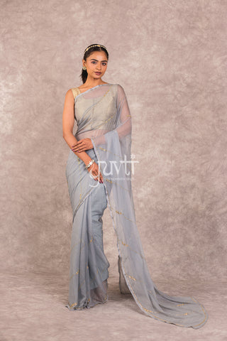 Grey Chiffon Saree