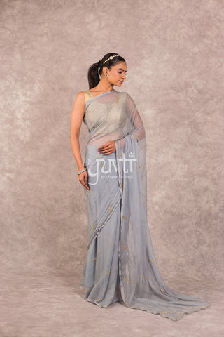 Grey Chiffon Saree