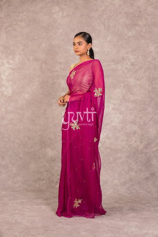 Wine Chiffon Saree