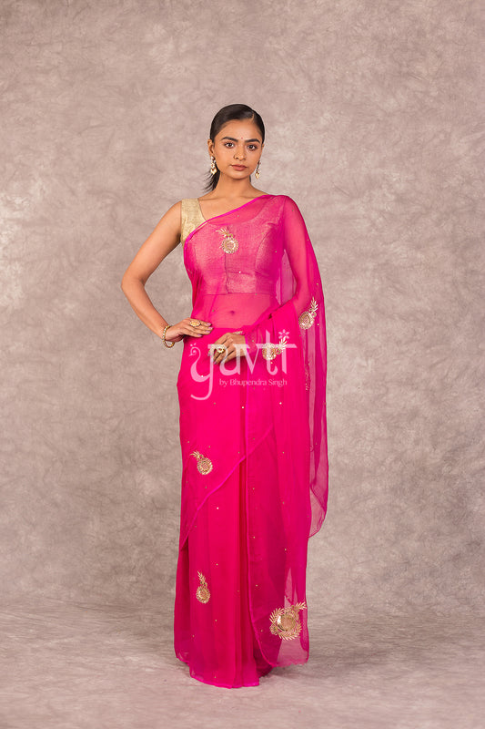 Pink Chiffon Saree