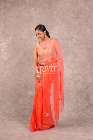 Peach Chiffon Saree