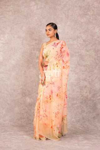 Shaded Printed Chiffon Saree