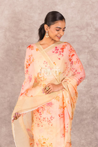 Shaded Printed Chiffon Saree