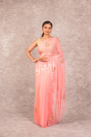 Peach Chiffon Saree