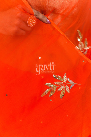 Orange Chiffon Saree