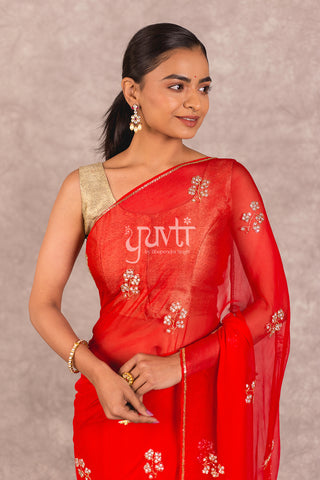 Red Chiffon Saree