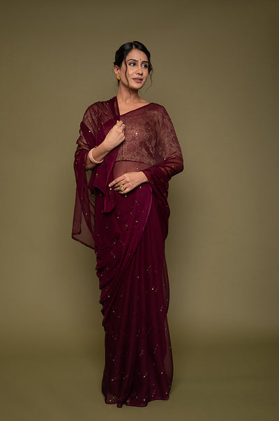 Viscose Chiffon Mukesh work Saree