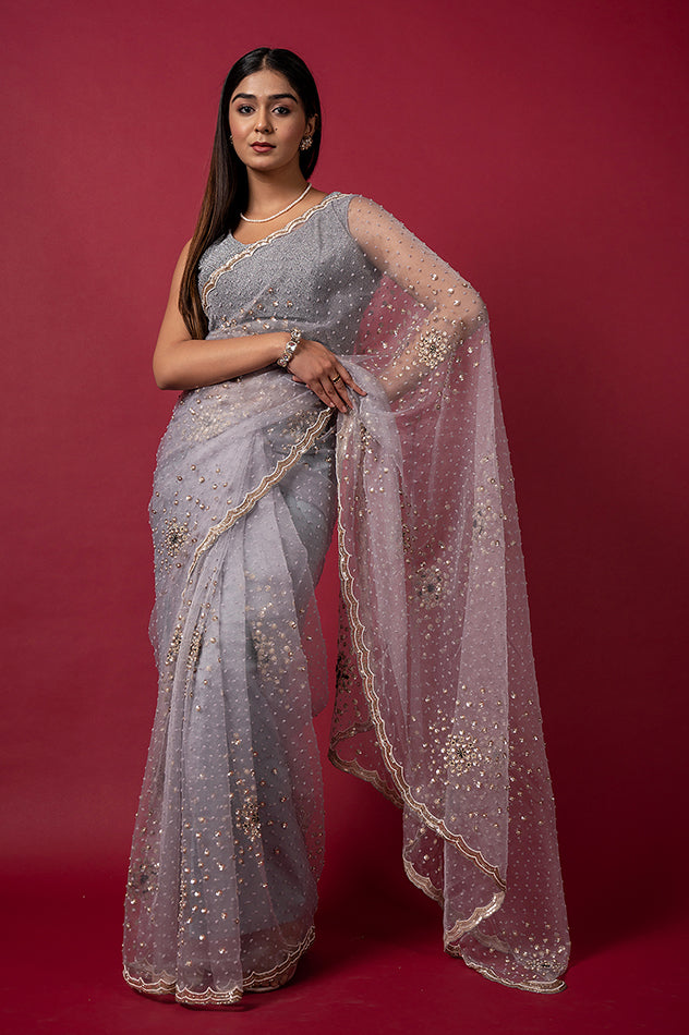Cocktail Gray 033 Saree