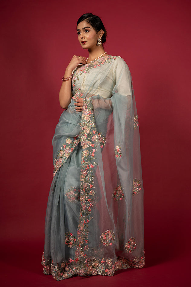 Cocktail Grey 046 Saree