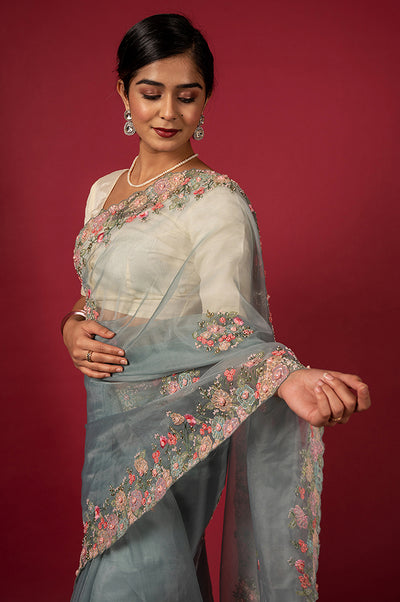Cocktail Grey 046 Saree
