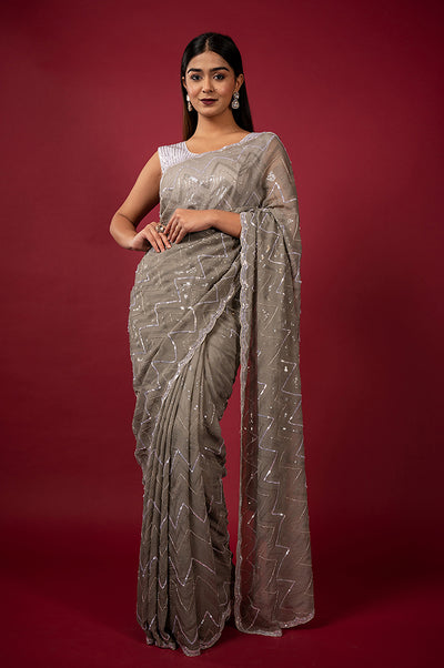 Cocktail Silver 053 Saree
