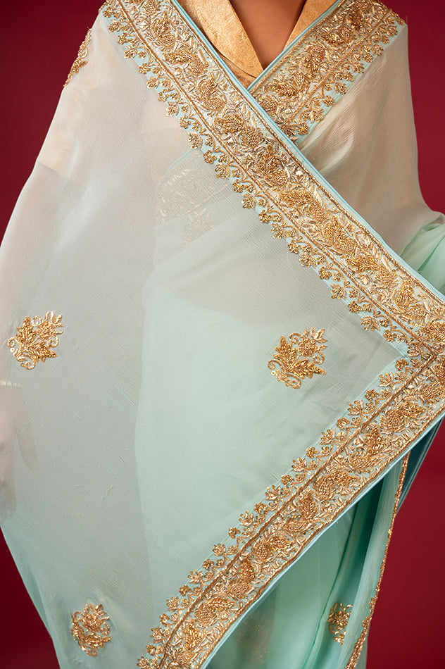Pure soft sequence georgette silk saree with Stitched Blouse | eBay