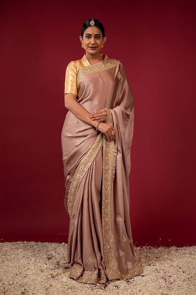 Satin Cinnaber Bridal Saree