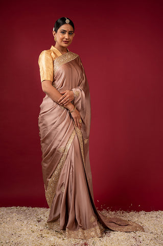 Satin Cinnaber Bridal Saree