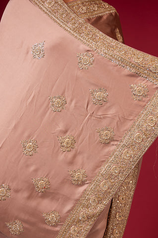 Satin Cinnaber Bridal Saree