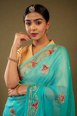 Pure Chiffon Gotapatti Work Saree