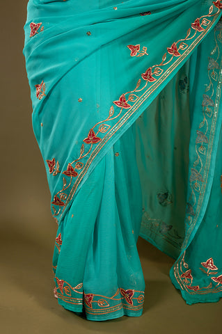 Pure Chiffon Gotapatti Work Saree