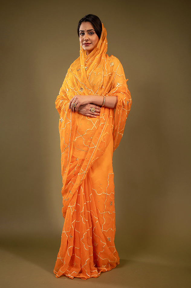 Viscose Chiffon Gotapatti Work Saree