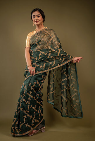 Organza Vintage Work Saree