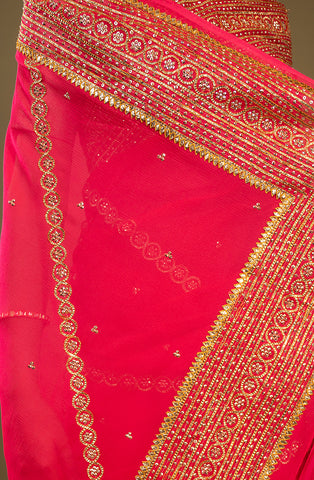 Pure Chiffon Sikhiya Work Saree