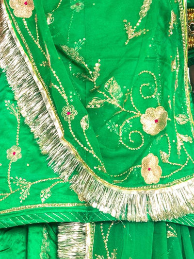 Green Aari Katori Satin Poshak - Yuvti