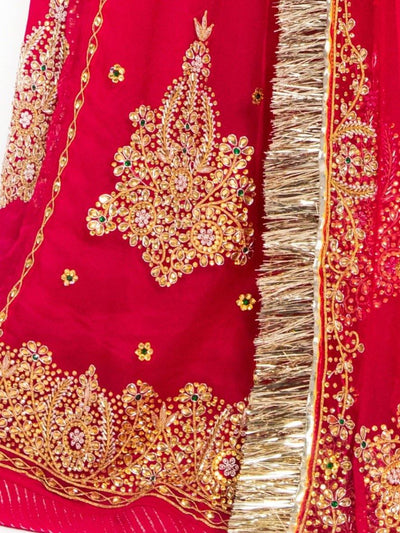 Crimson Red Gota Patti Kundan Georgette Rajputi Poshak - Yuvti