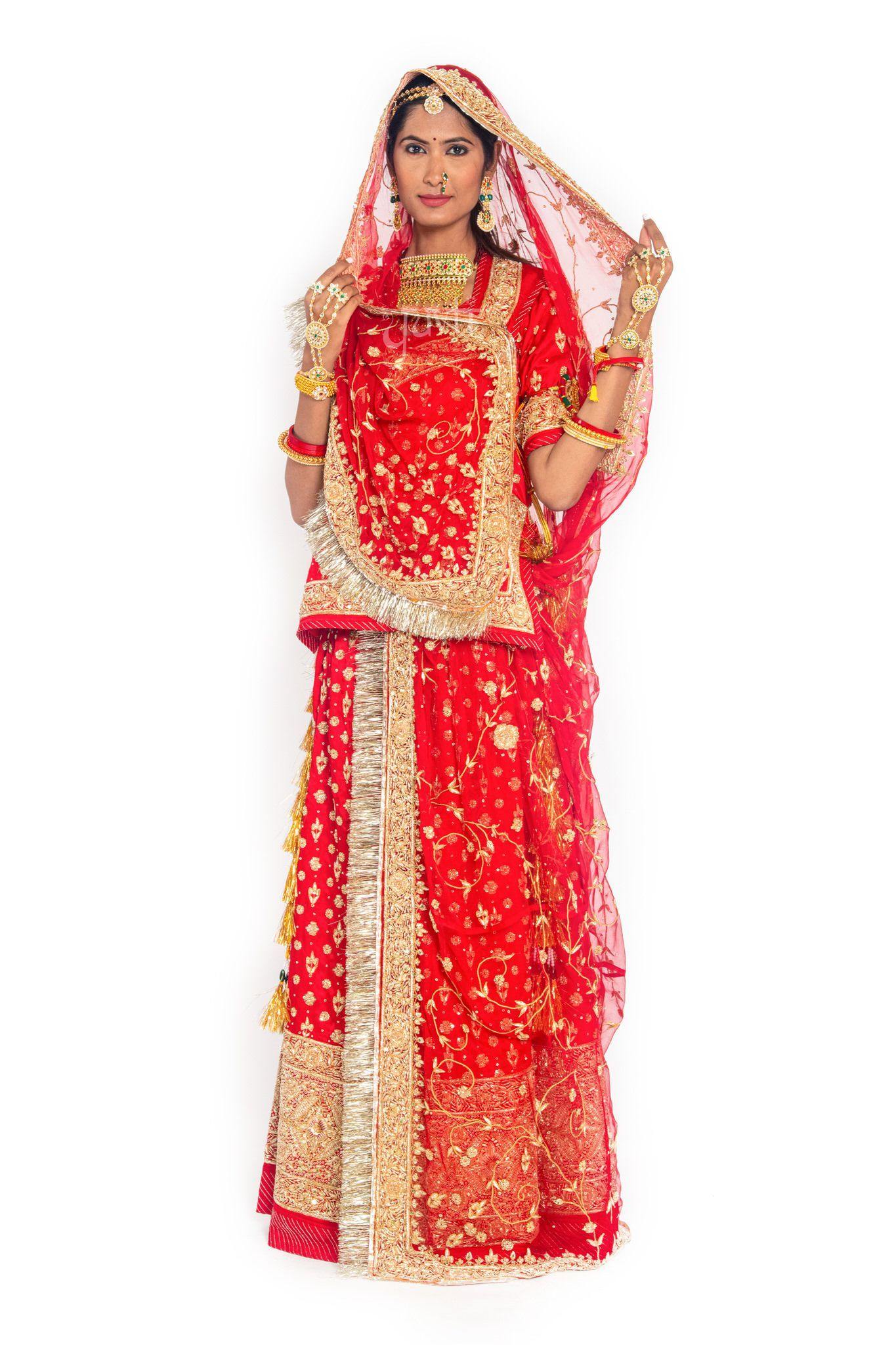 Red Zardosi Bridal Poshak - Yuvti