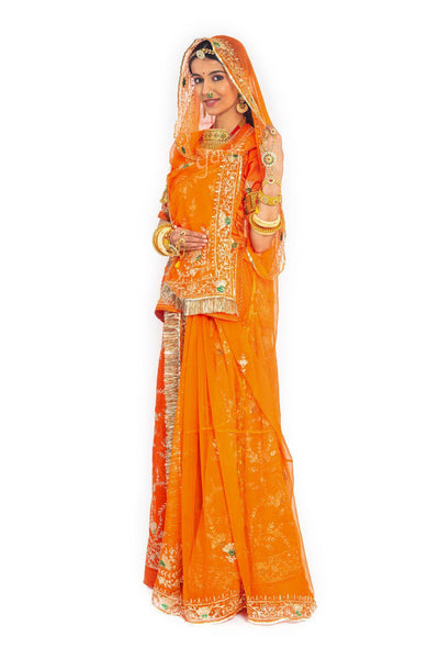 Orange Aari Resham Zardosi Poshak - Yuvti