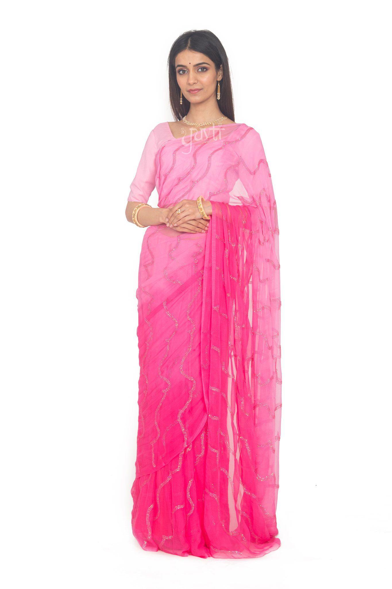 Katori Work Viscose Chiffon Saree - Yuvti