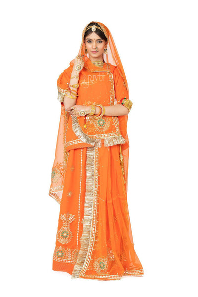 Gota Patti Kundan Orange Rajputi Poshak - Yuvti