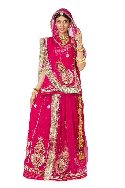 Gota Patti Kundan Rani Pink Rajputi Poshak - Yuvti