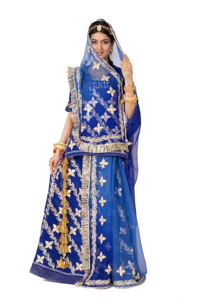 Blue Sikhiya Satin Rajputi Poshak - Yuvti