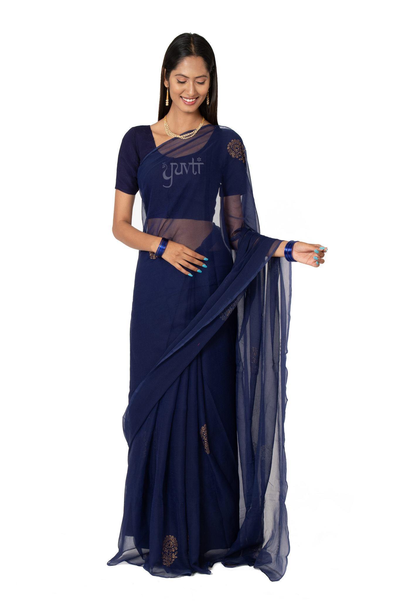 Swarovski Viscose Chiffon Saree - Yuvti