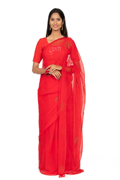 Swarovski Viscose Chiffon Saree - Yuvti